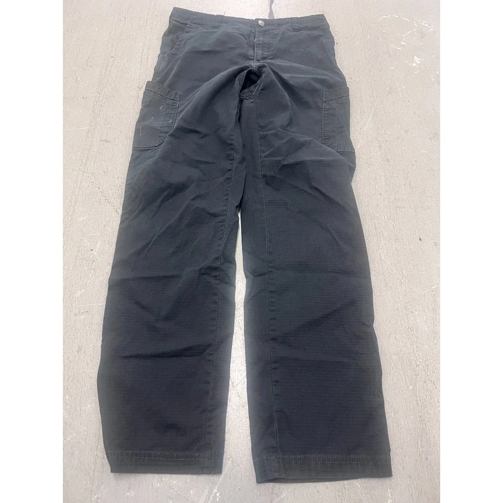 Carhartt Cargo Pants Mens‎ M Tall Black Cotton Ripstop Straight Workwear 32x31